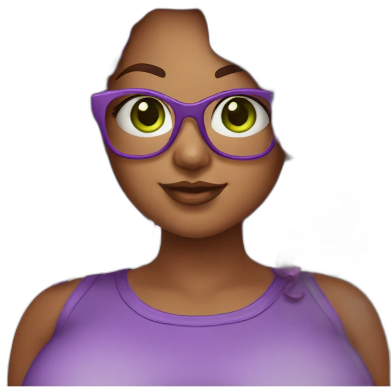 curvy-woman-with-wavy-purple-hair-square-glasses-green-eyes emoji
