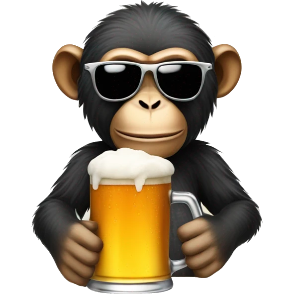 Create a beer drinking monkey wearing sunglasses emoji