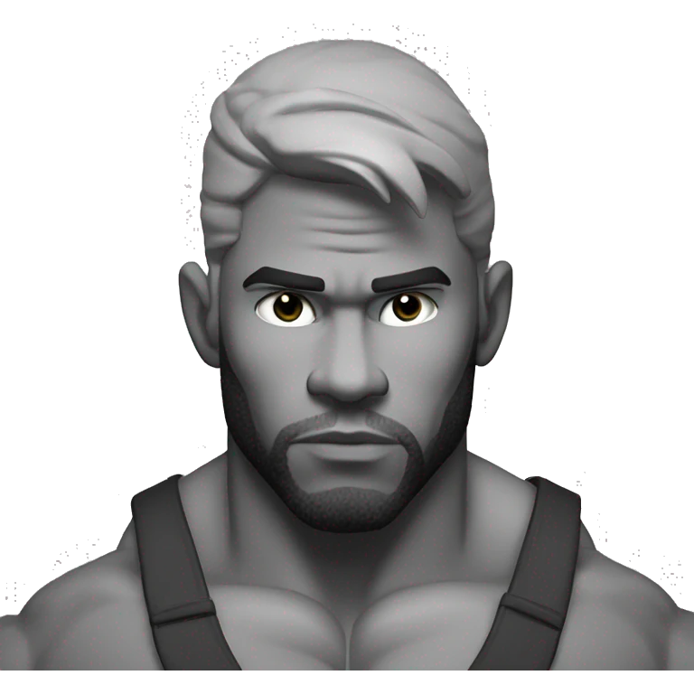 Giga Chad thinking black and white musculation meme a little from profile emoji