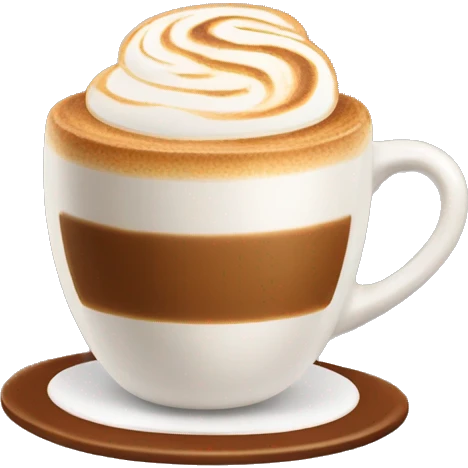 Cappuccino with latte-art in brown mug emoji