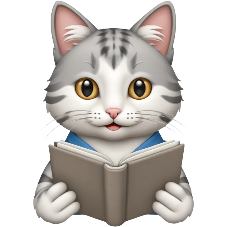 gato del egeo feliz en abriendo una libreta con anillado emoji