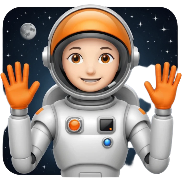 retro robot Astronaut in white EVA suit with silver visor helmet emoji