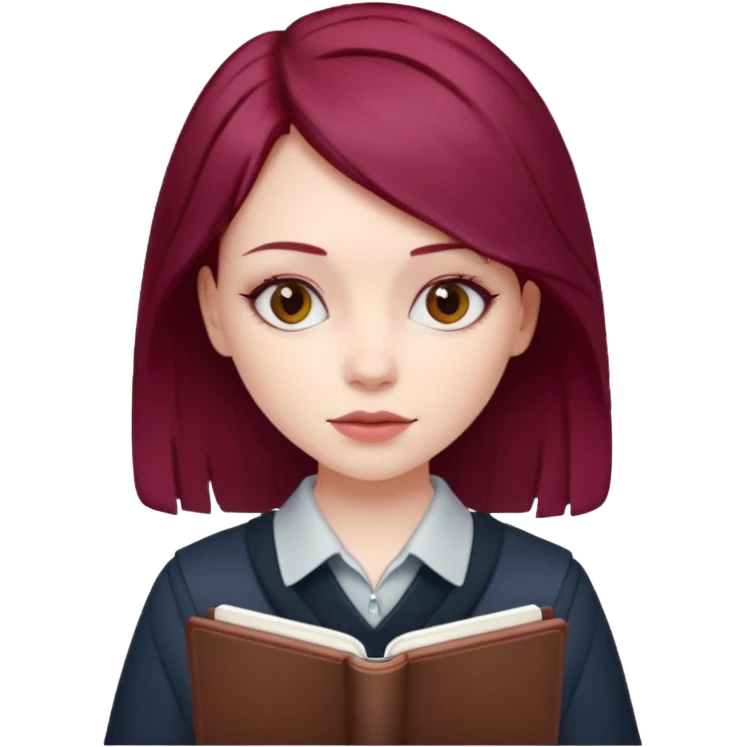 girl with a burgundy hair and a notebook emoji