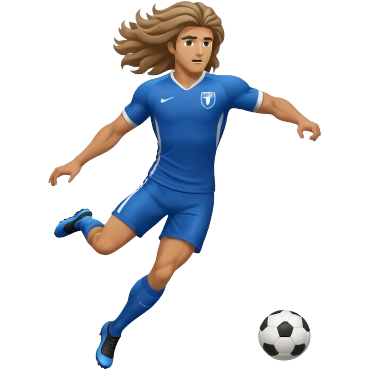Long Haired Football Players, Footballer with flowing hair in jersey , full body emoji