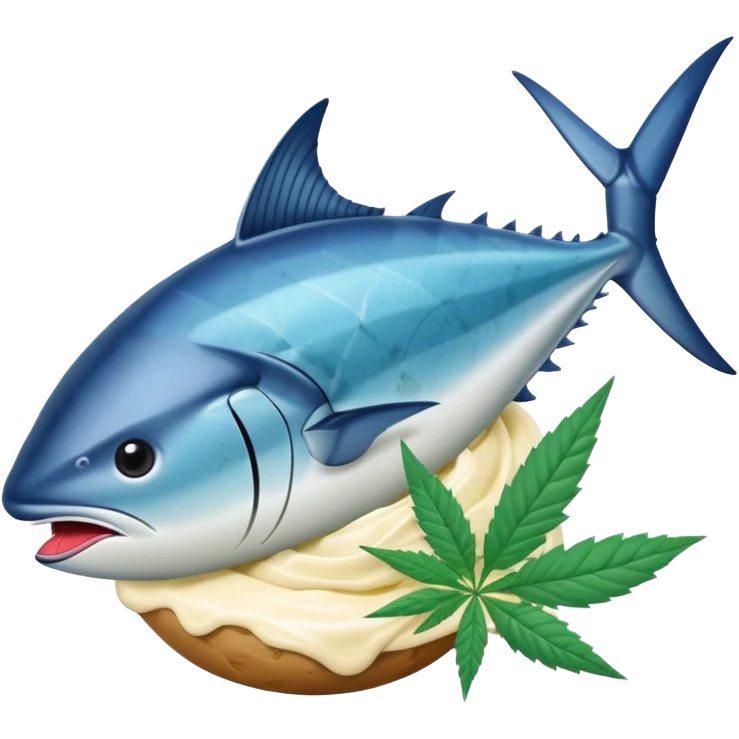 bluefin tuna in a gelato with cannabis leaf emoji