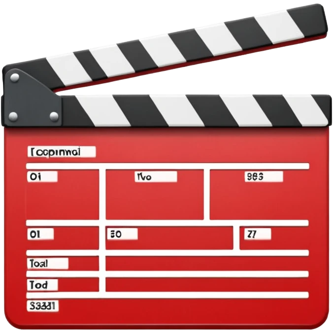red clapperboard used in filmmaking, cute and stylish design emoji
