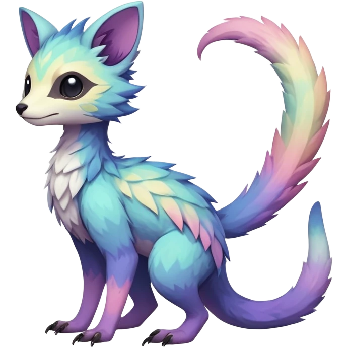Rare realistic exotic pastel cute epic pretty beautiful handsome gorgeous aesthetic colorful vibrant Vernid-Trico-species-Fakemon-creature by LiLaiRa, 4 legs, 1 tail, random markings, (full body) emoji