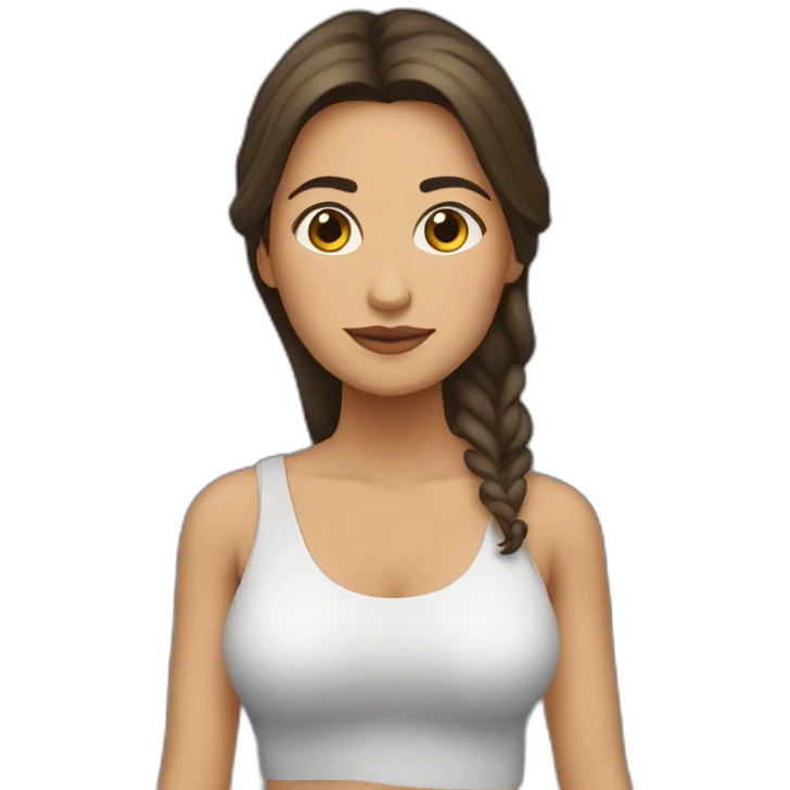 Mujer morena de pelo largo posando de cuerpo entero emoji