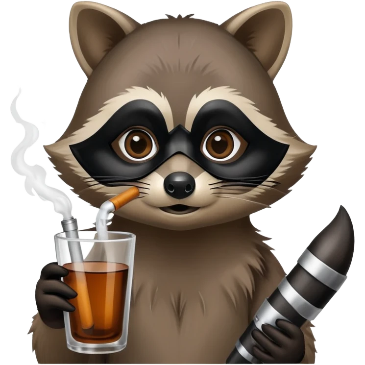 Raccoon smoking glass tube emoji