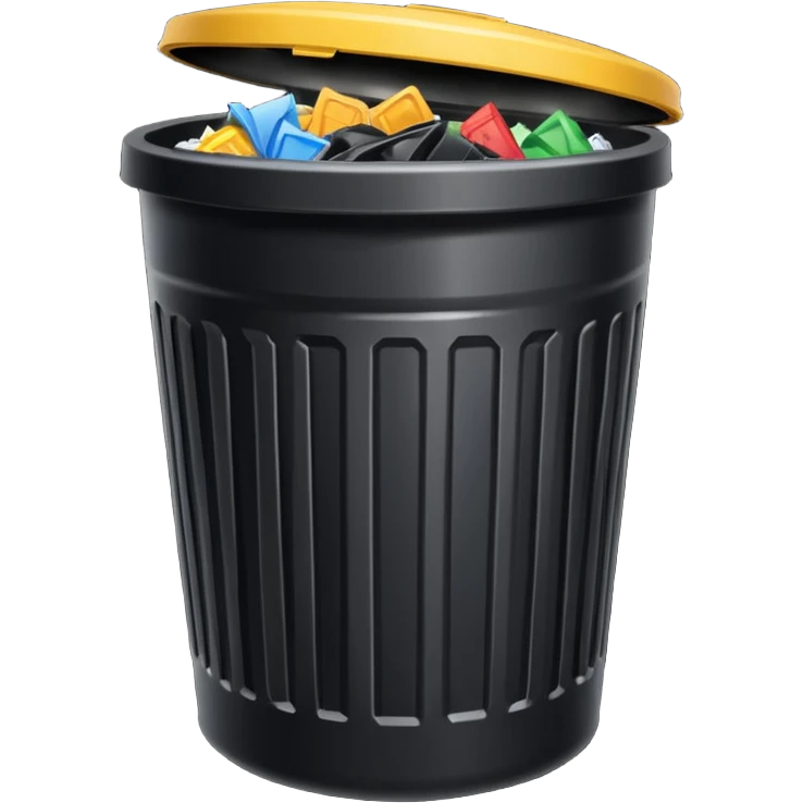 Black trash can with opened lid emoji