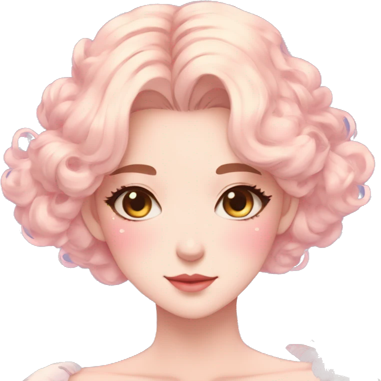 Gorgeous pastel anime style lady with blushing face and butterflies aesthetic trending style emoji