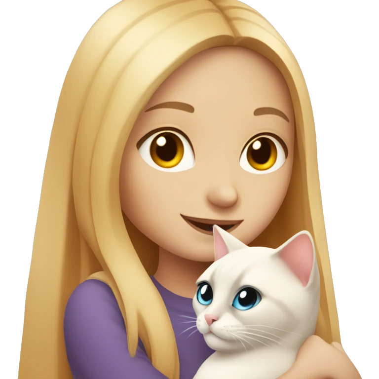 Blonde girl hugging siamese orange white cat emoji