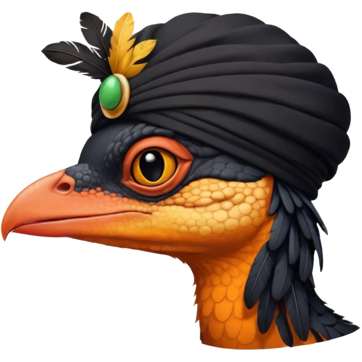 gecko mixed with a crow wearing a turban emoji