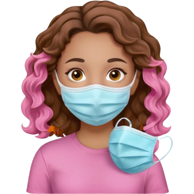 lightskin girl having a spa day with mask and pink shirt and brown wavy hair  emoji