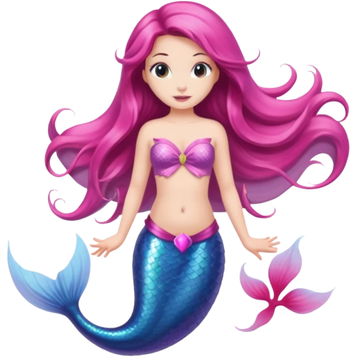 White brunette mermaid with pink tail emoji