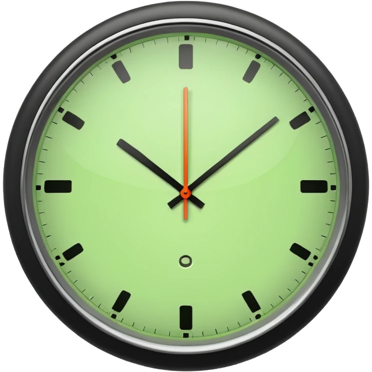 make Clock in minimalism in loght Green color without numbers  emoji