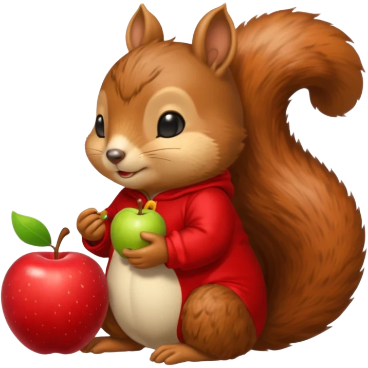 squirrel in acorn pajama suit snoring with holding apple emoji