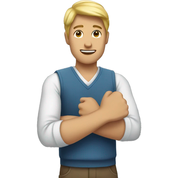 Man doing a V with his arms emoji