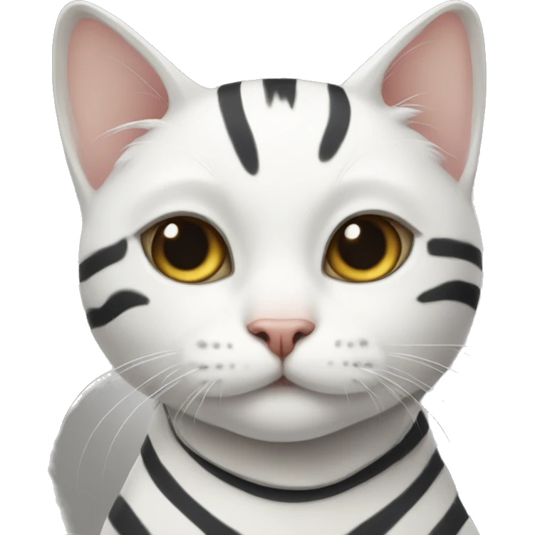 white cat with black stripes  emoji