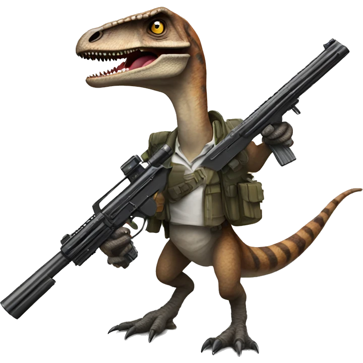 Velociraptor with gun emoji