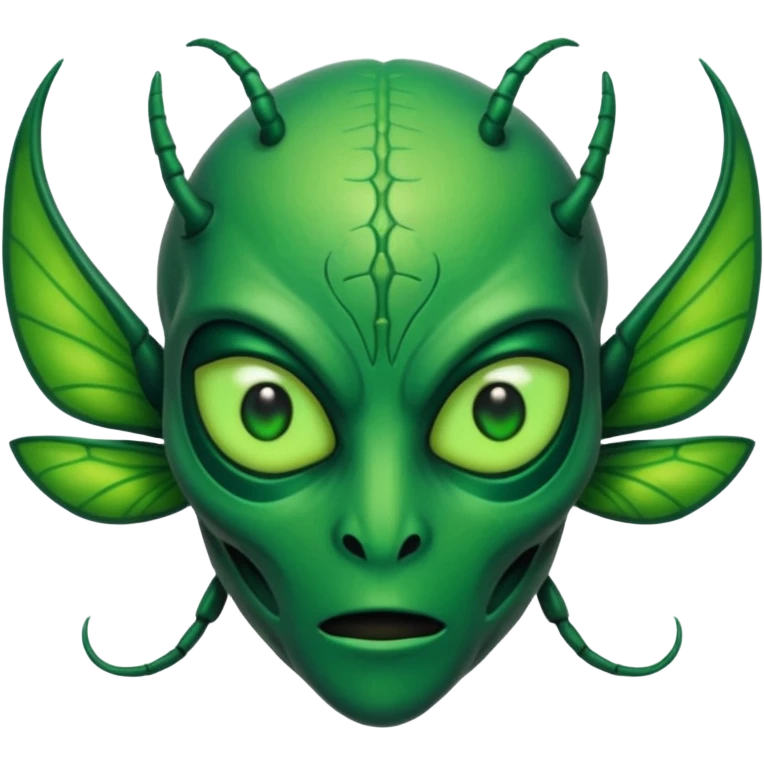 Savathûn from Destiny 2 as an apple-style emoji, focusing on her alien face, insectoid features, and mystical aura, simplified for emoji format emoji