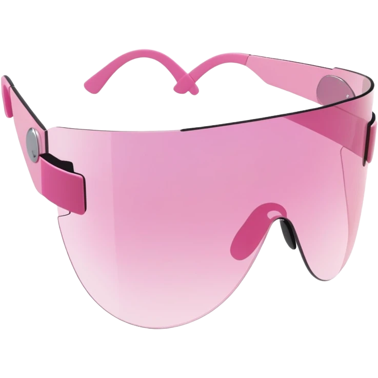 frameless pink tinted shield visor sunglasses, Y2K aesthetic, one-piece lens emoji