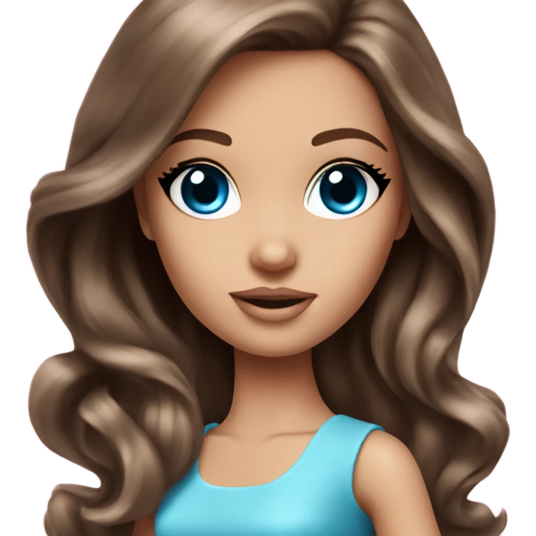 blue-eyed brown haired barbie girl white emoji