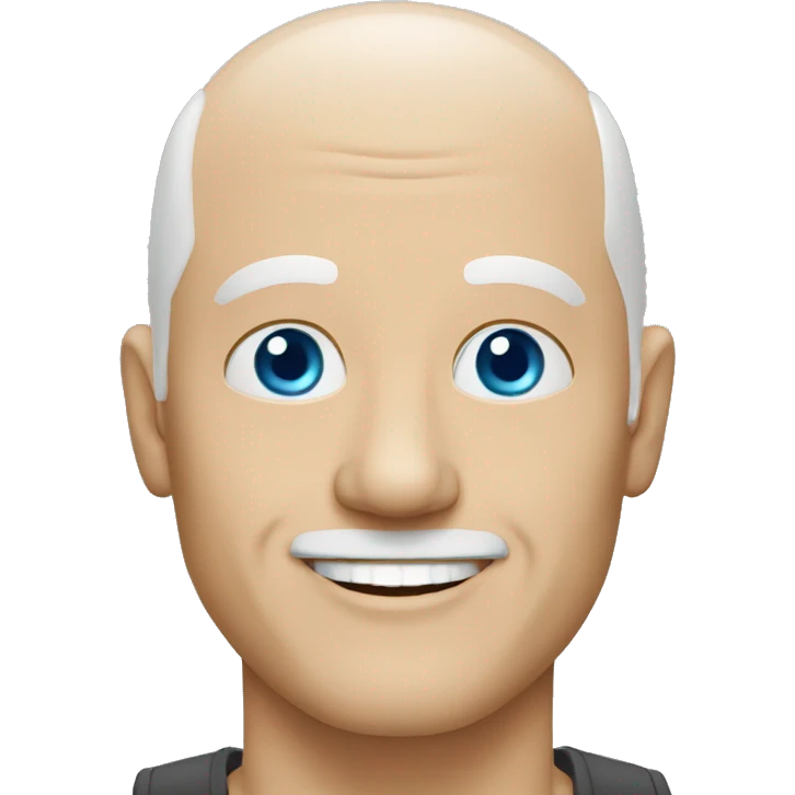 bald older white man blue eyes smiling  emoji