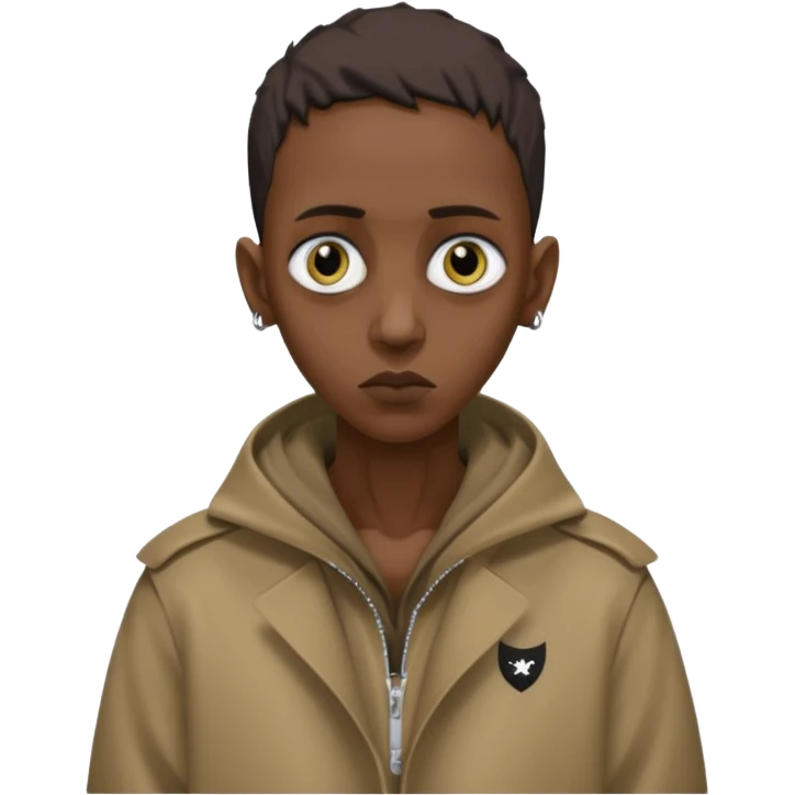 Absolutely emaciated Somali wearing trapstar coat emoji