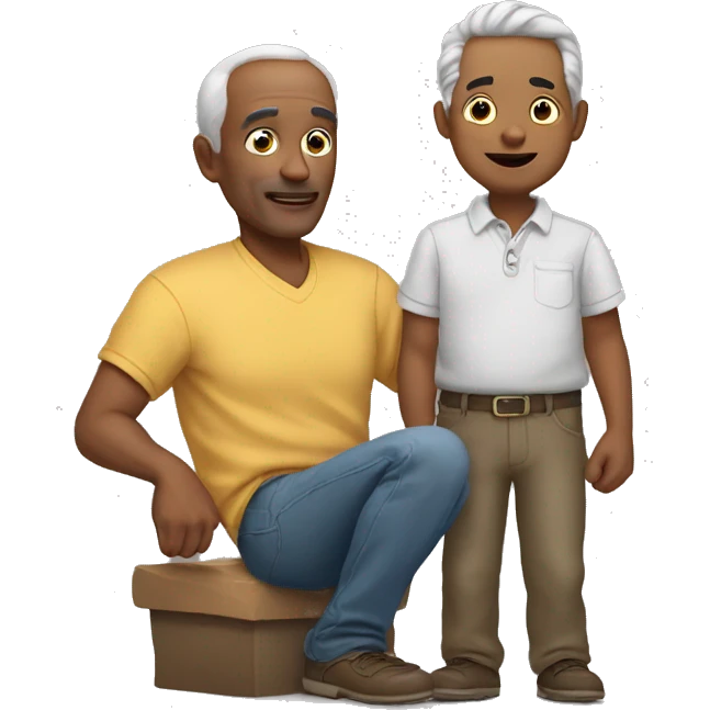 A father that give's a white rock to his son emoji