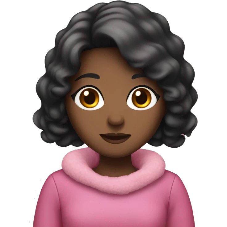 Black hair, pink winter dress emoji