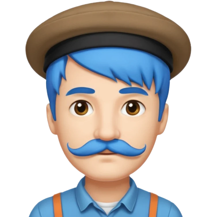 blue long haired man and small hat and mustache emoji