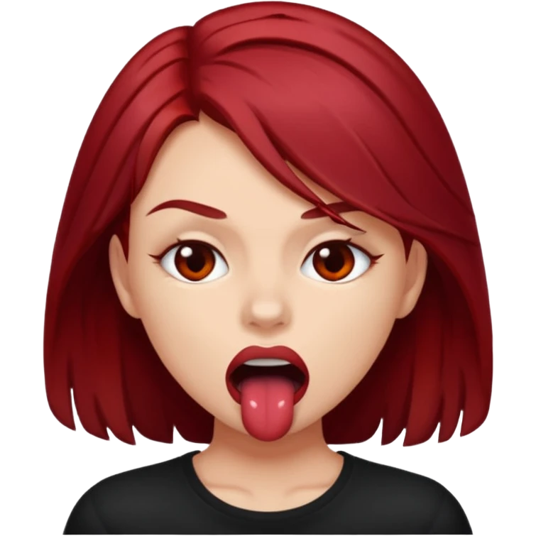 Dark red haired girl biting her lip sexually and aggressively  emoji