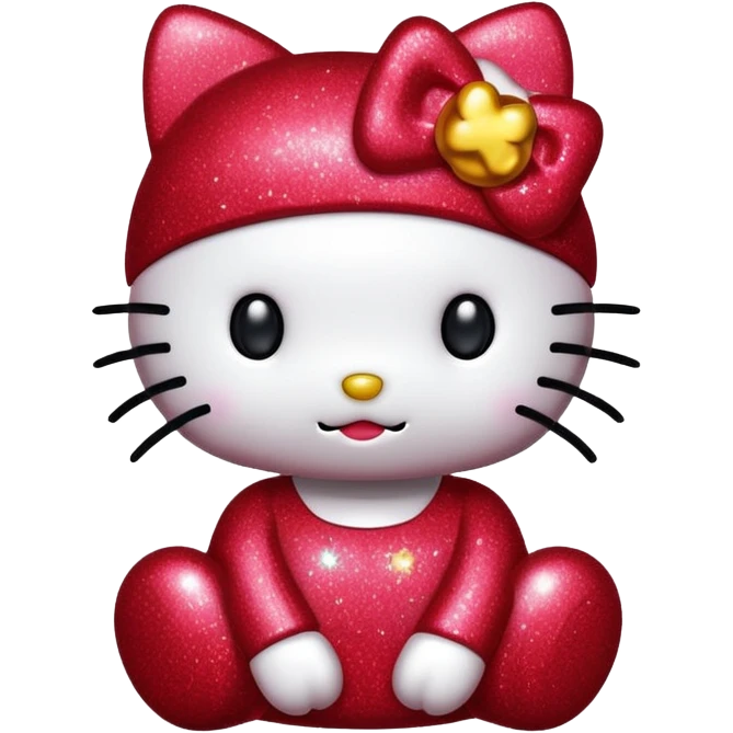 red glitter hello kitty emoji