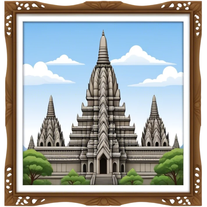 Prambanan Temple Landmark Emoji – Showcasing its towering Hindu temple spires with intricate carvings. emoji