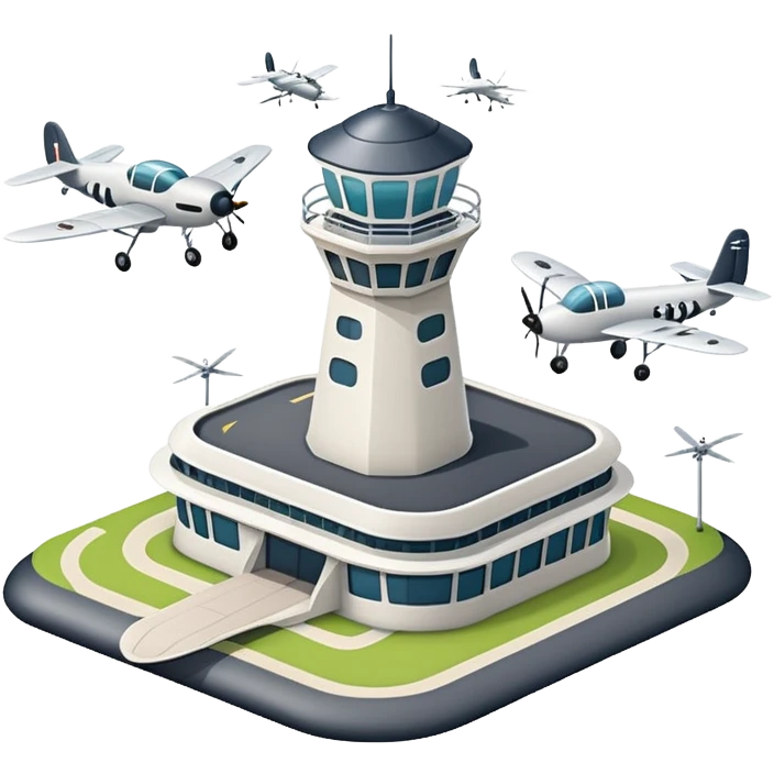 tiny mosquito airport with control tower and mosquito planes emoji
