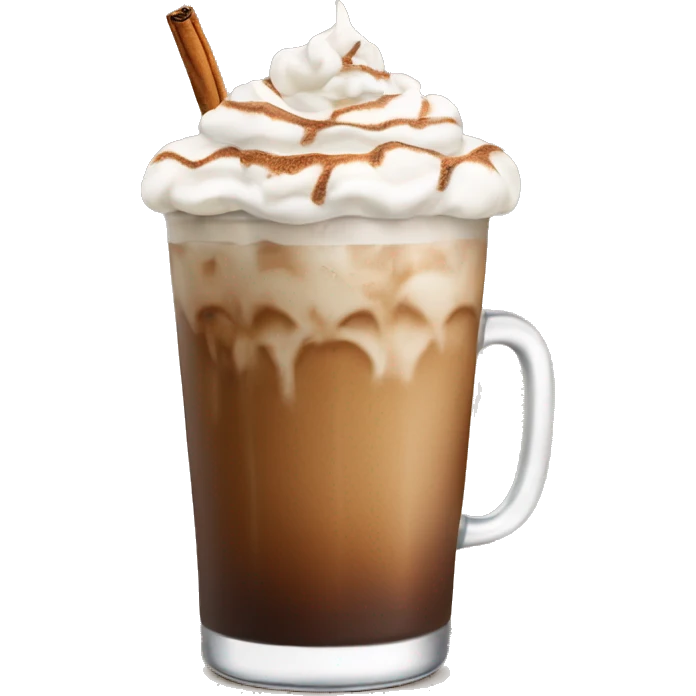 Iced coffee with cinnamon on whipped cream emoji