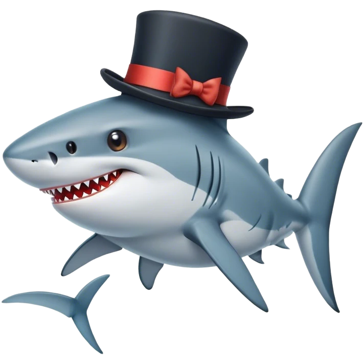 Shark with a top hat emoji