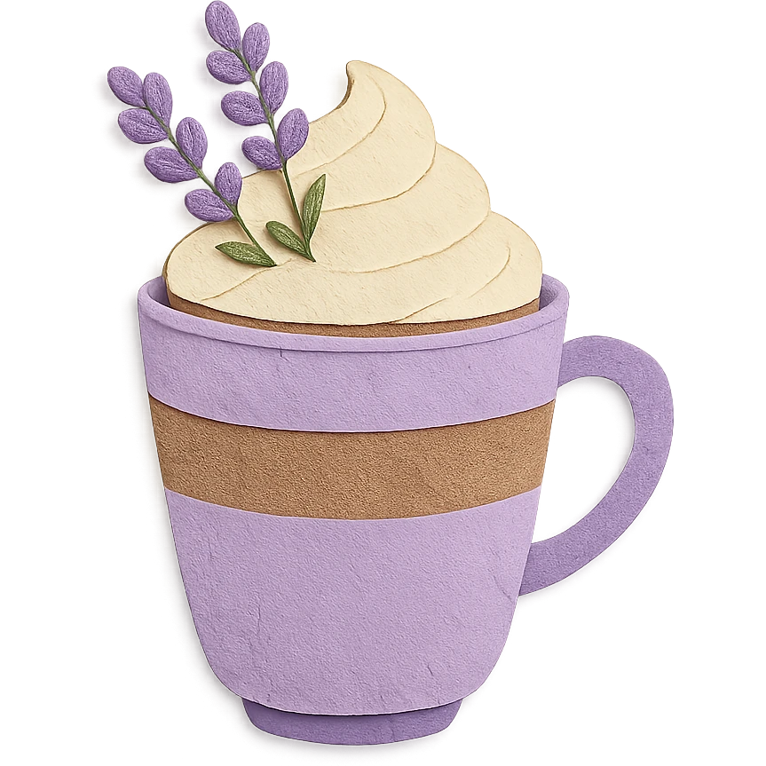 lavender mocha, cute and inviting emoji
