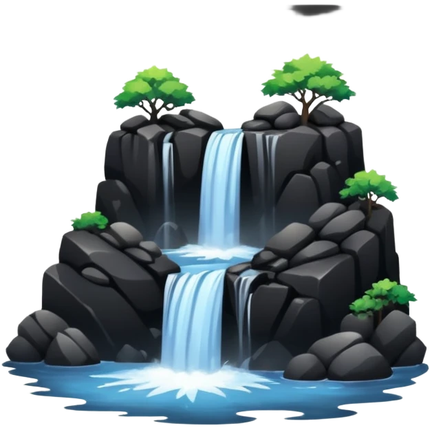 black rocks water fall  emoji