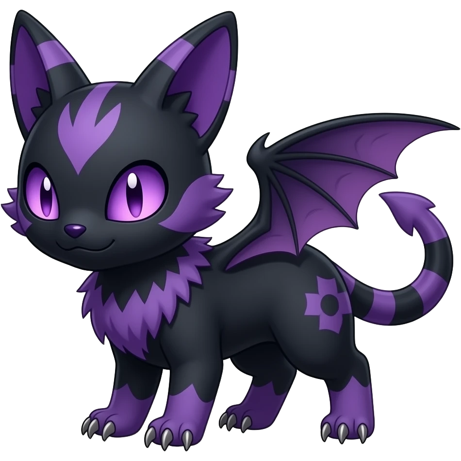Badass Wisteria-colored Demonic Furret-Umbreon-Noibat-Litten-Zorua-Pokémon emoji