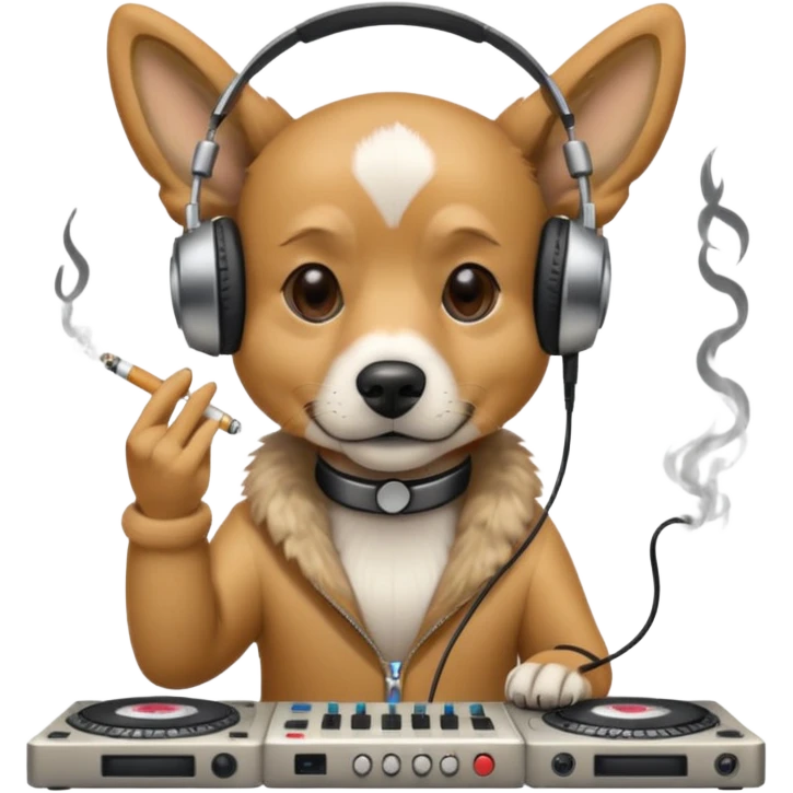 Dog using dj decks while smoking  emoji