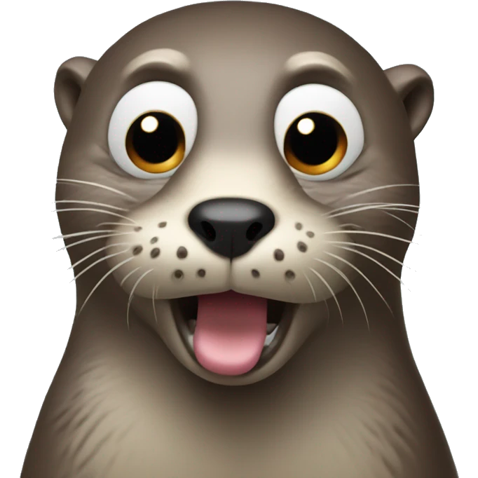 An otter with punk big eyes and booping it’s nose to screen  emoji
