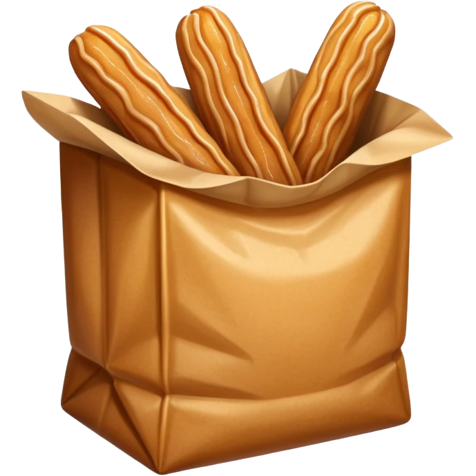 Un sac en papier normal avec à l’intérieur plusieurs churros au caramel bien sucree emoji