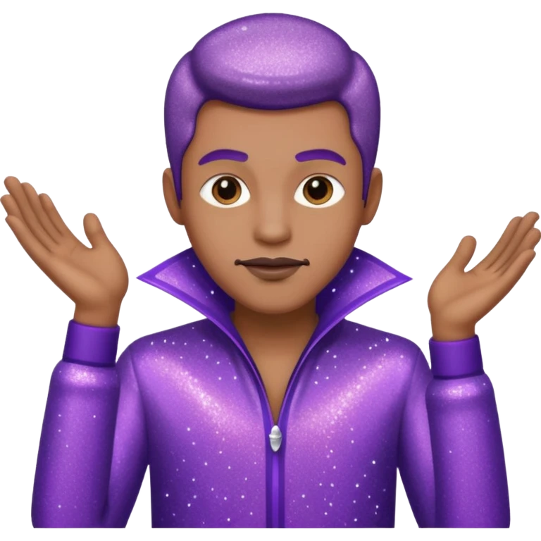 man supervisor wearing glitter purple glittery clothes emoji