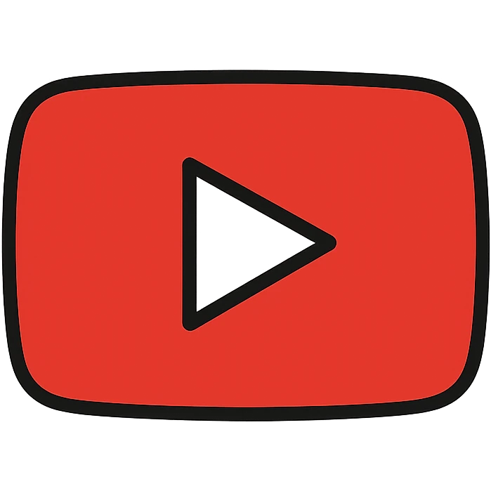 lineal color icon YouTube logo, outlined style, red and white, no text emoji