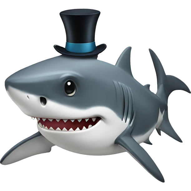 Shark with a top hat emoji