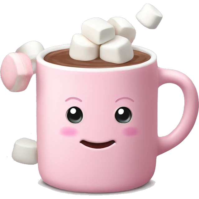 Light Pink mug of hot chocolate with marshmallows  emoji