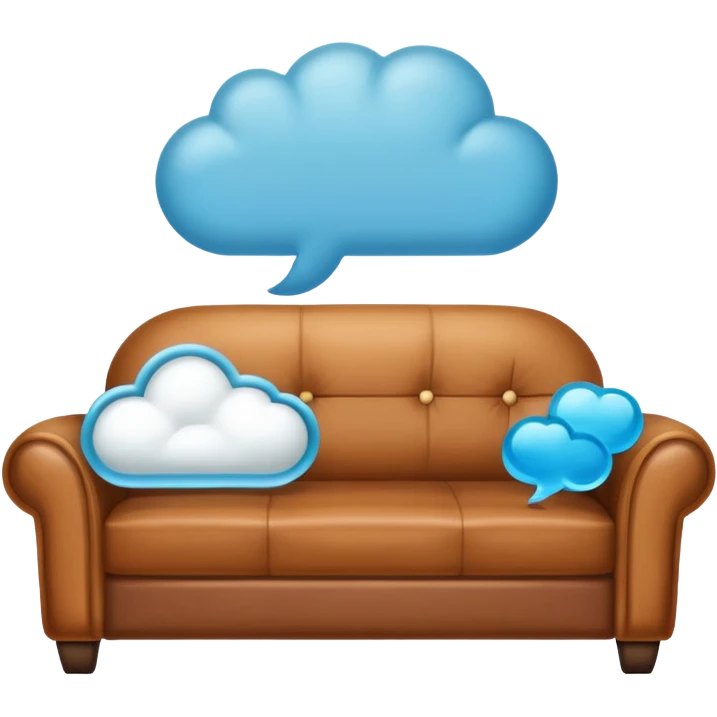 Therapist couch with thought bubble above it  emoji