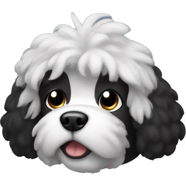Black stuffy dog with white patch of hair on chest emoji